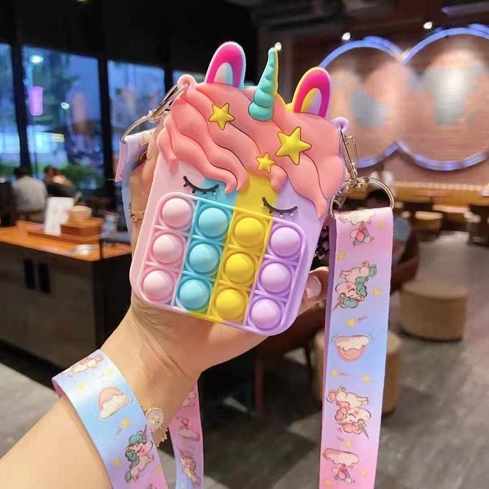 Tas Pop It Unicorn / Tas Anak Pop It /Tas Selempang Pop It Relieve Stress Fashion Bag Co