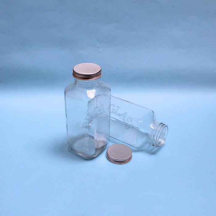 "New" BKKC500 botol kaca kotak french square 500ml/botol susu/juice/kopi