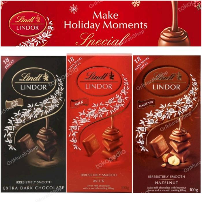 Promo Lindt Lindor Chocolate Hazelnut Milk Extra Dark Coklat Hitam Susu Cokelat Import Swiss Premium