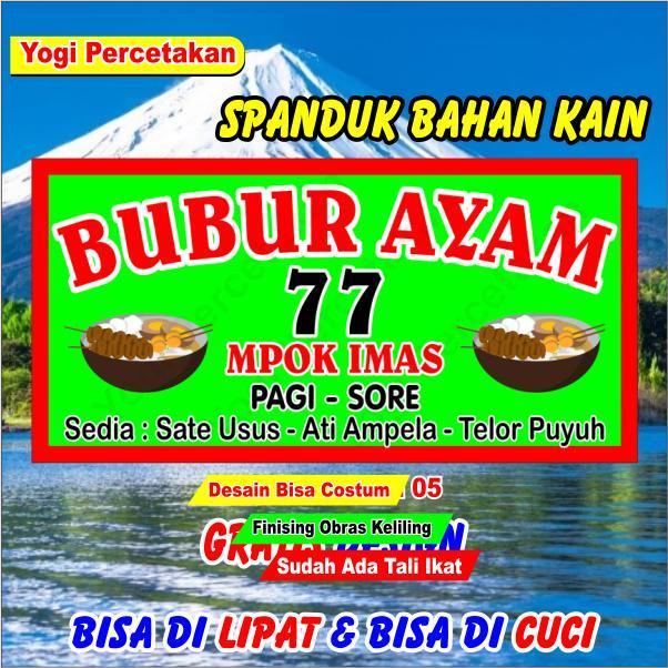Spanduk Kain Bubur Ayam Costum Bebas Desain bisa Reques Tulisan Apa Saja, BUBUR AYAM