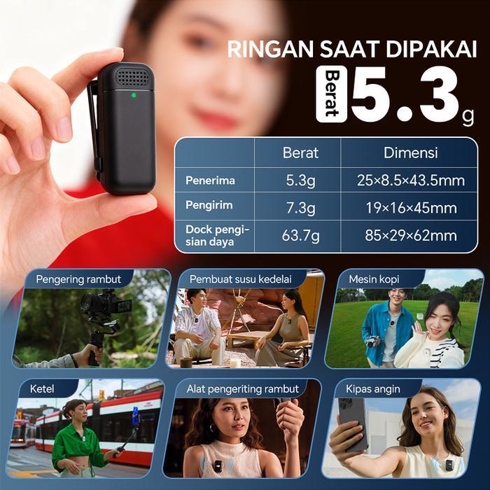 MINI MICROPHONE BLUETOOTH MIKROFON NIRKABEL LAVALIER TANPA KABEL HP LAPEL MIC WIRELESS CLIP ON UNTUK