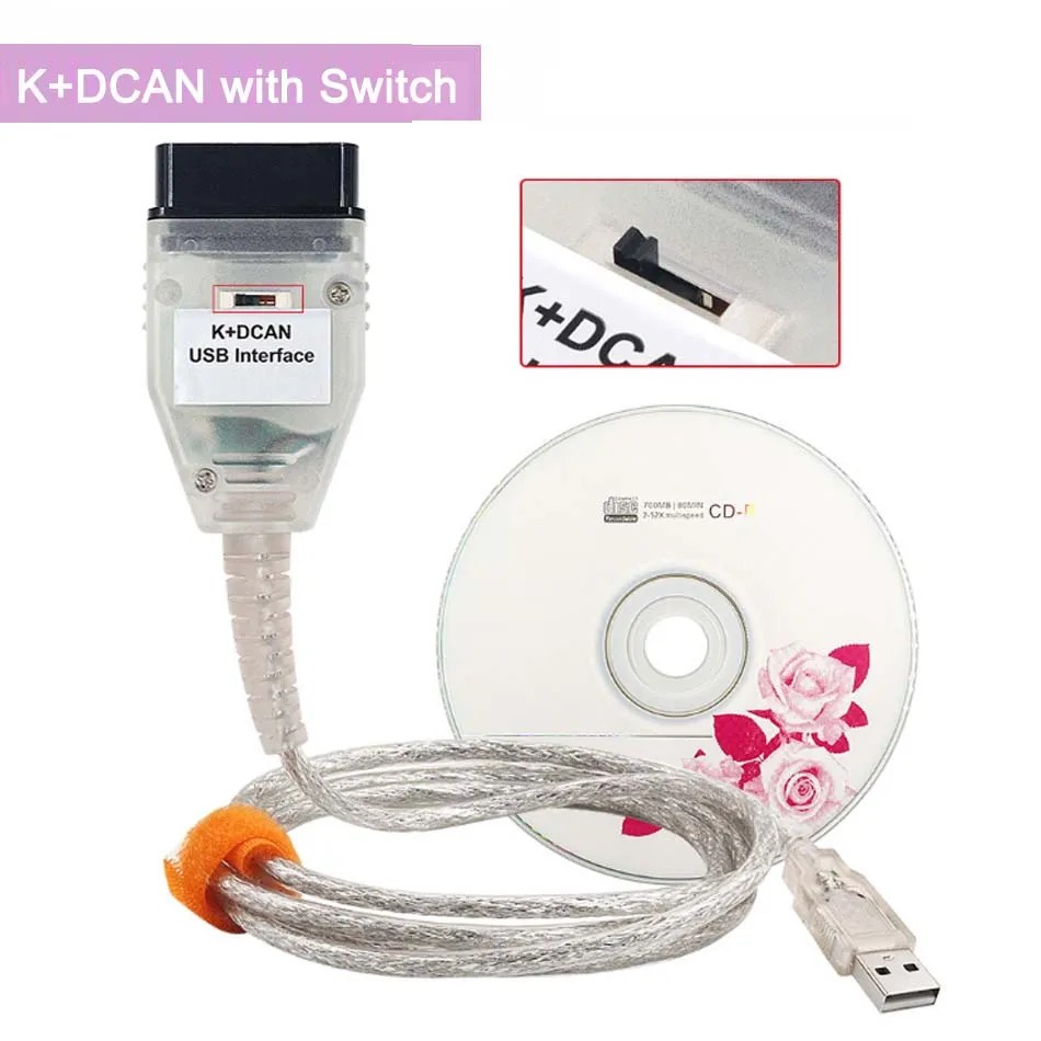 K DCAN Programming Cable for In-pa Ediabas K+DCAN Switch OBDII Diagnostic Cable for 8MW E46 K+CAN K 
