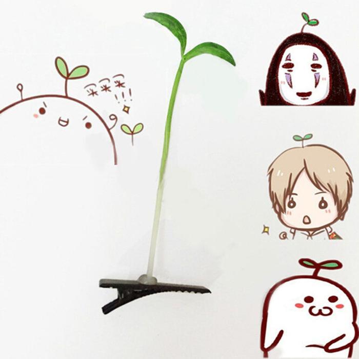 HPDA hairpin sepucuk daun tunas tauge sporut hick jepit rambut cosplay