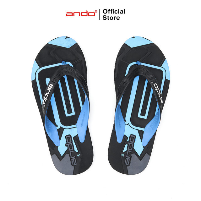 Ando Official Sandal Jepit Lervonta Le Pria Dewasa - Hitam/Biru
