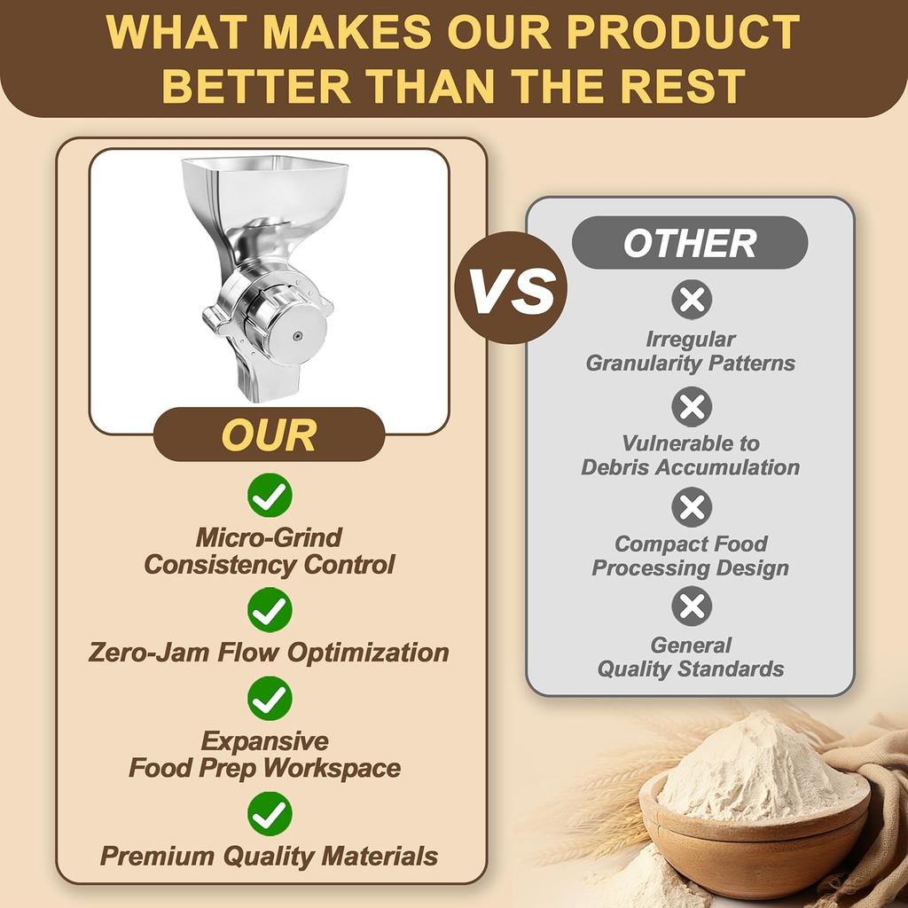 All Metal Grain Mill Attachment Fit for KitchenAid Stand Mixer, 12-Level Adjustable Flour Mill Grain