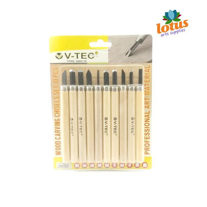 V-Tec Alat Pahat Kayu / Wood Carving Tool / Pisau Ukir Set 10