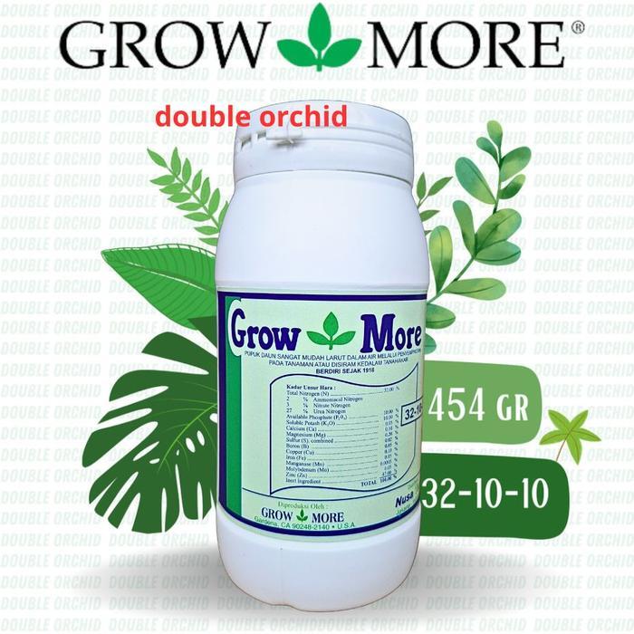 Pupuk / Nutrisi NPK GrowMore Daun 32-10-10 (454gr) Akar Bunga Buah 454 Gram Kemasan Botol Pupuk Grow