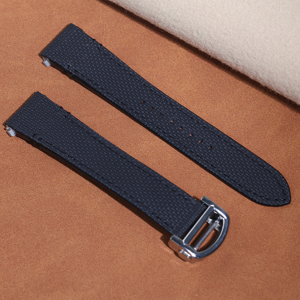Sailcloth Signature FKM Rubber Watch Strap For Cartier Sandos L M Size Quick Release Watch Bands