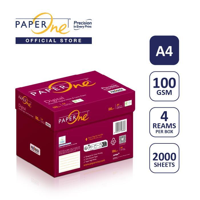 PaperOne Kertas A4 100gr Digital 1 Box (2000 lembar) Kertas HVS