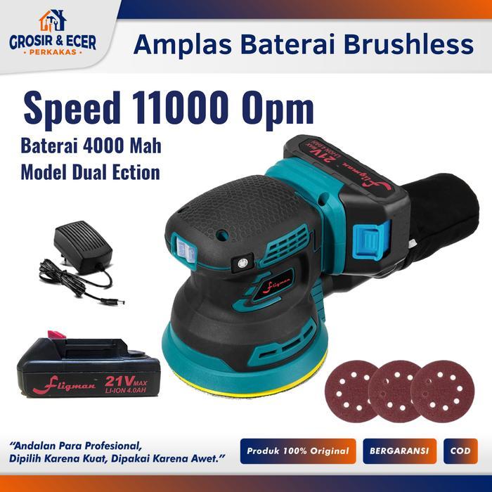 Krisbow Modern - Mesin Amplas Baterai Cordless Orbital Sander 5" Fligman - Mesin Poles Dual Action