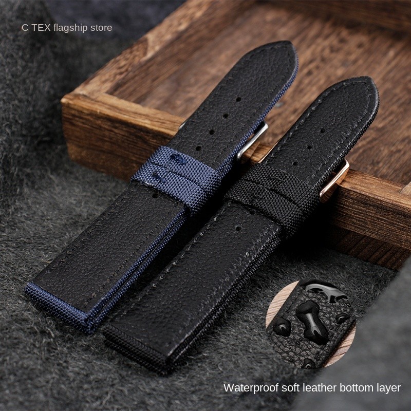 For Breitling Nylon Leather watch Strap Seawolf Blackbird Avenger Tudor Black Shield canvas