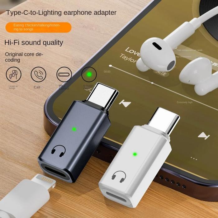 Acmic Techlife - Lightning To Usb Type C Male Otg Audio Mfi Adapter Wired Earphone Headset Converter