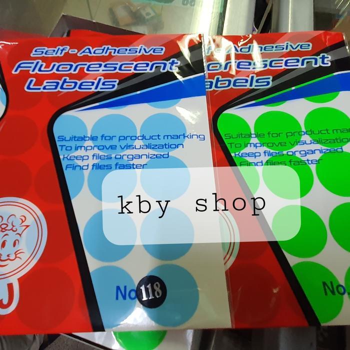 "New" STICKER STIKER LABEL BULAT WARNA 117 HIJAU KUNING MERAH ORANGE PINK