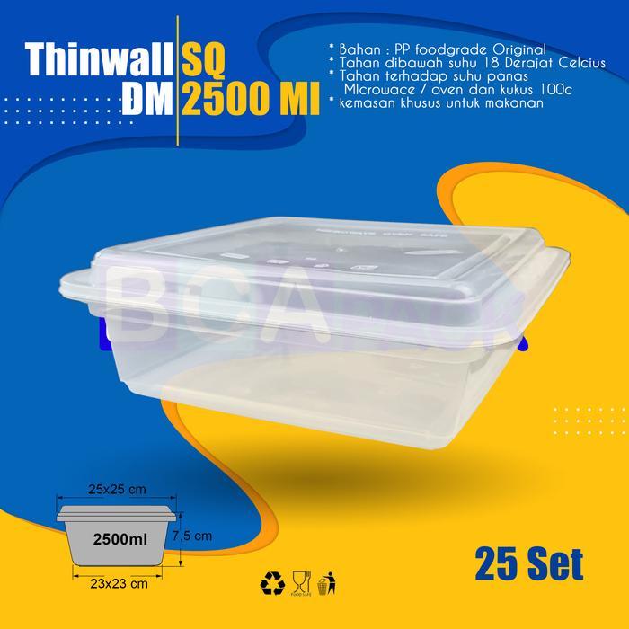 THINWALL DM 2500 ML SQUERE - 2500ML SQ - FOOD CONTAINER - ISI 25PCS