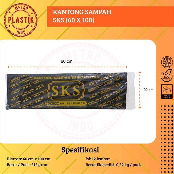 1 Ball (50 pack) Kantong Plastik Sampah Hitam Merk SKS 50x75 60x100 90x120 / Trash Bag / Kantong