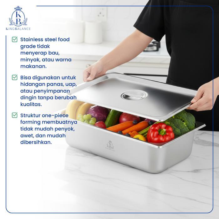 King Balance Wadah Stainless Steel Bertutup Wadah Sayur Tutup Wadah Makanan dan Lauk Stainless TR321