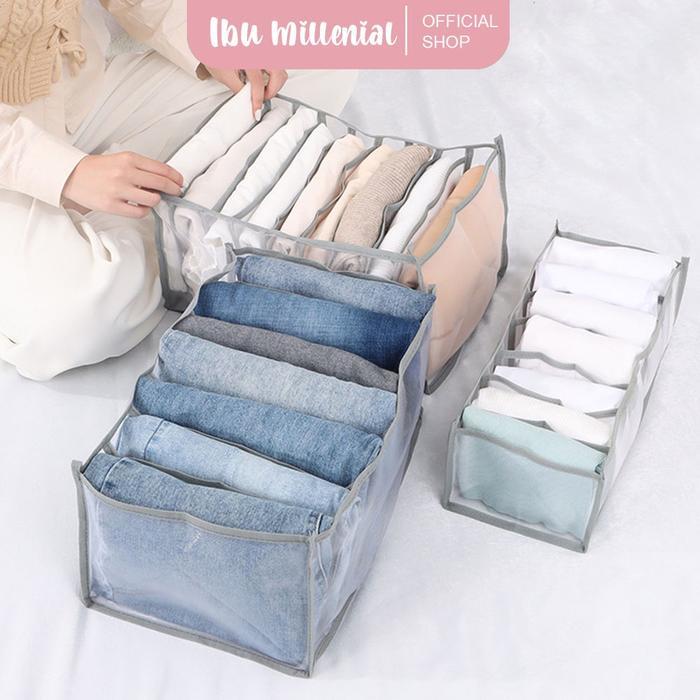 IBUMILLENIAL Storage Box Baju Pakaian Legging Sekat Kaos Tempat penyimpanan Pakaian Sekat Laci