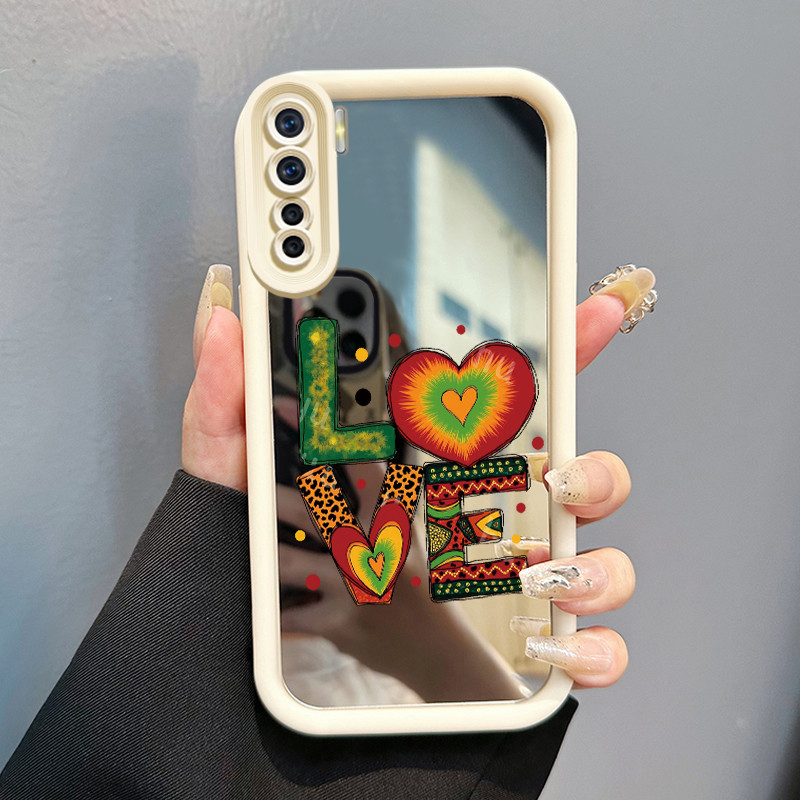 Casing Hp Untuk OPPO A91 OPPO F15 OPPO Reno 3 Case Love Font Seni Cermin Kasing silikon Cesing Sulit