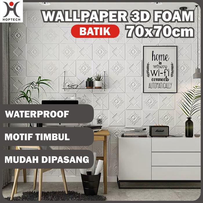 Wallpaper Dinding 3D Motif Foam 70x70cm Walpaper Batik Sticker Tembok