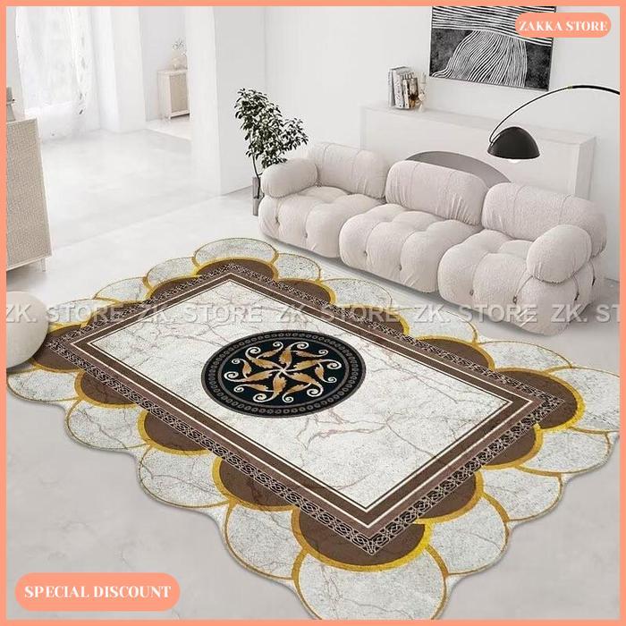 Zakka Karpet Ruang Tamu Polyester Halus / Karpet Dekorasi Rumah Ukuran 1.5 Meter / 1.8 Meter / 2.1
