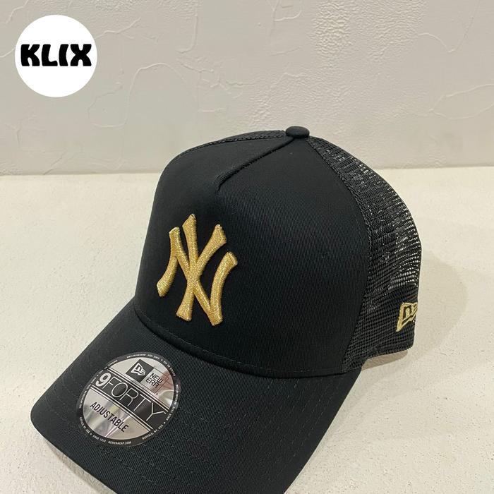 New era trucker cap embro gold hat topi