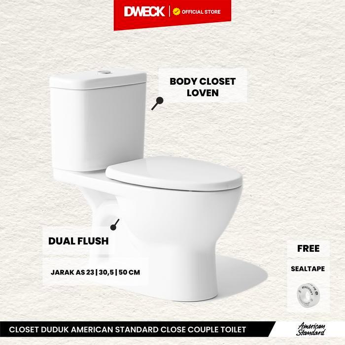 CLOSET DUDUK AMERICAN STANDARD TIPE LOVEN DUAL FLUSH / KLOSET DUDUK JARAK AS 23CM 30CM 50CM - LV SET