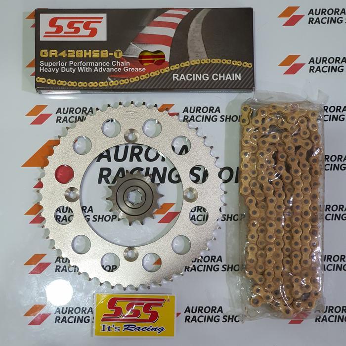 Gear Set Sss 428 Klx 150 S / L / Bf / Se - D Tracker 150 & Rantai Sss 428 Hsbt Gold Original