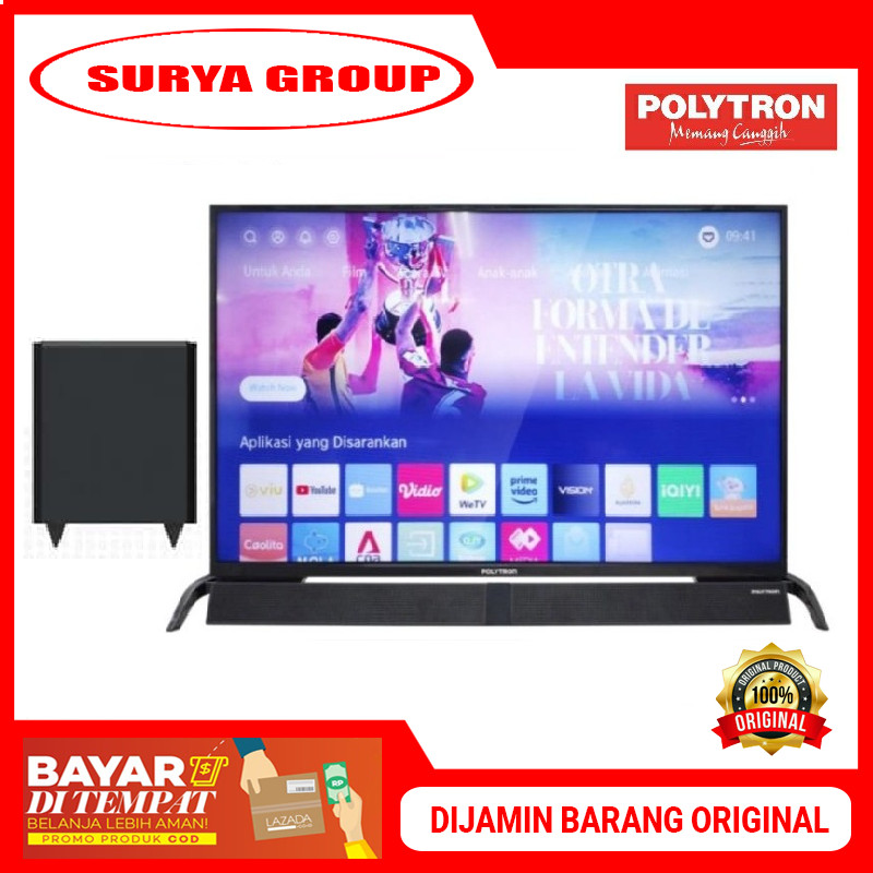 Tv Led POLYTRON PLD43BCV8868 + Sound Bar & Subwoofer Digital Smart Tv (43 Inch)  - Bergaransi Resmi