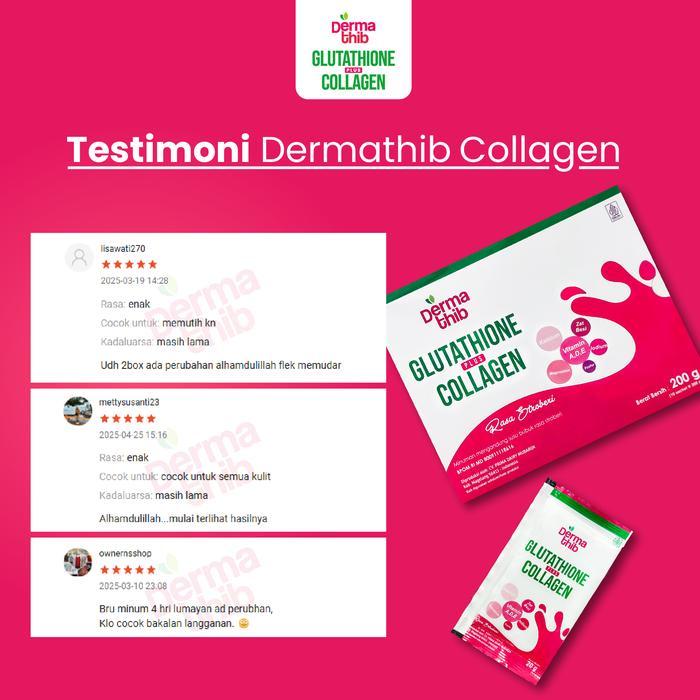 Dermathib Collagen Drink - Minuman Collagen Pemutih Badan Dan Wajah Kolagen Stroberi Dermathib