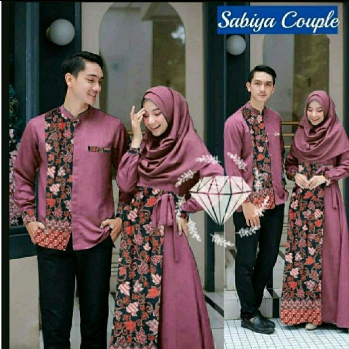 ( EMAS BABY GOLD ) Couple Batik Gamis Lebaran 2024 Pasangan Batik Sabiya Terbaru Kondangan Kekinian