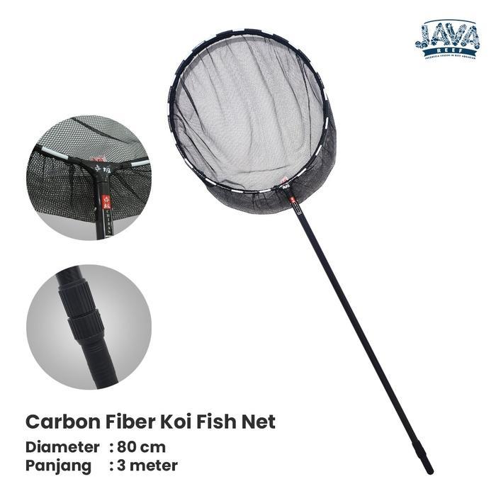 Carbon Fiber Koi fish net Diameter 80cm Panjang 3m 300cm saringan kolam ikan koi