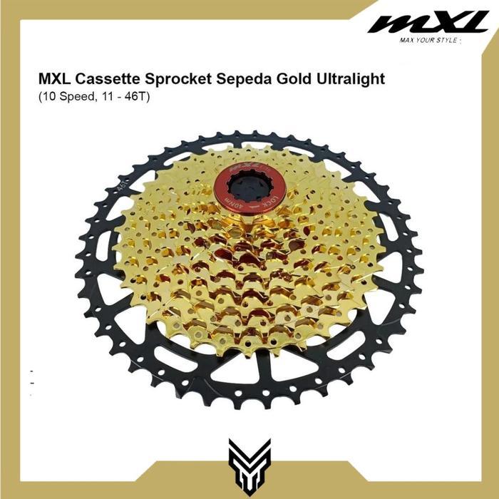 CASSETTE MXL GOLD ULTRALIGHT 10 SPEED 11-46T SPROCKET CASSETTE GEAR SEPEDA