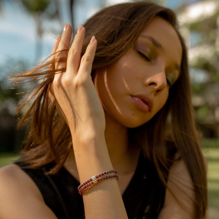 JTTOP RUBY TALI WARNA GOLD GEMSTONES BRACELET FOR WOMEN AESTHETIC SAMAPURA