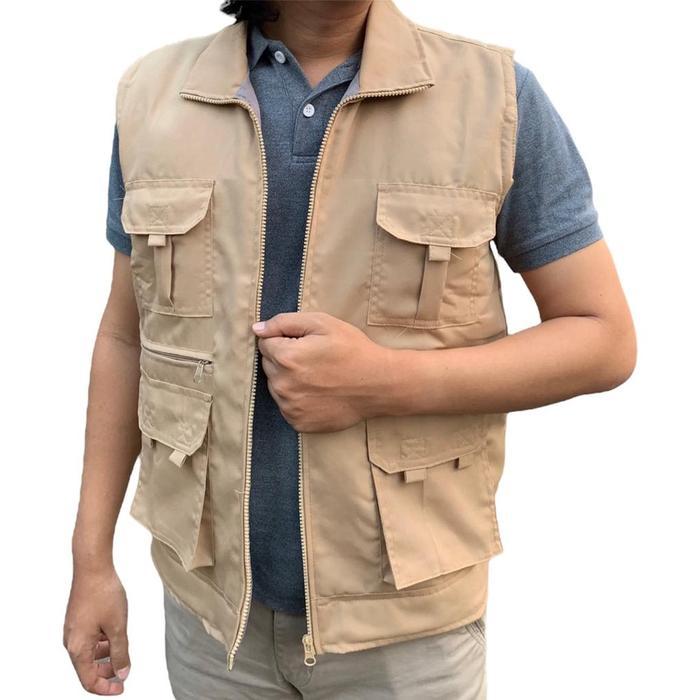 Rompi Pria Berkerah Pelindung Dada Motor Full Kantong Outdoor