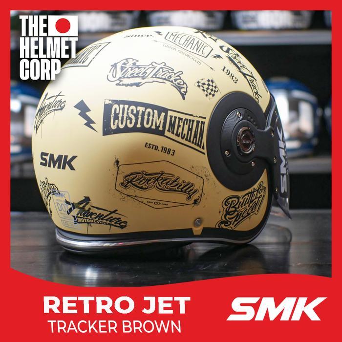 Helm Smk Retro Jet Tracker Brown Half Face Retro Helmet Smk