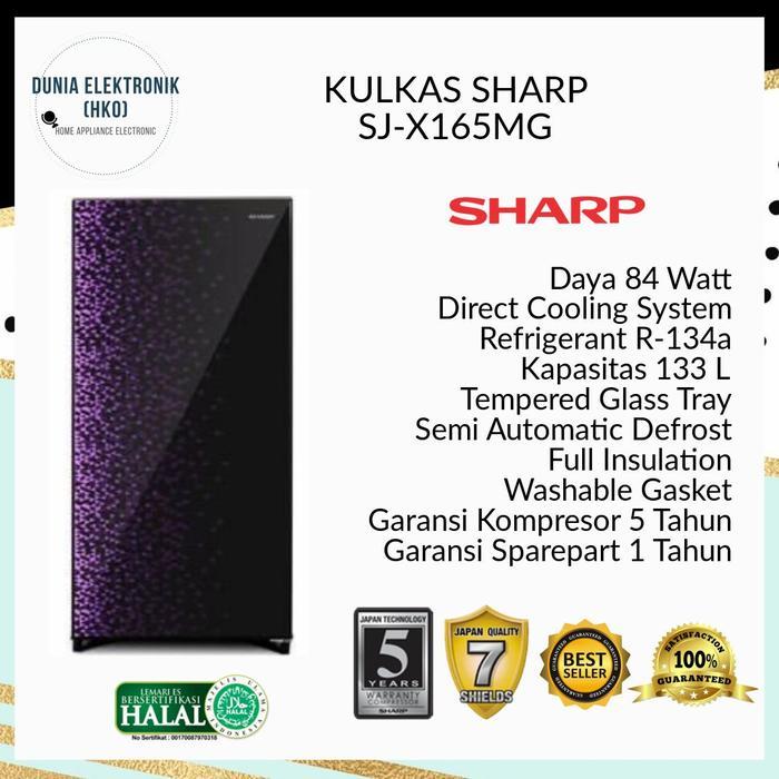 KULKAS SHARP SJ-X165MG SJ X165 MG LEMARI ES 1 PINTU LOW WATT 133 LITER
