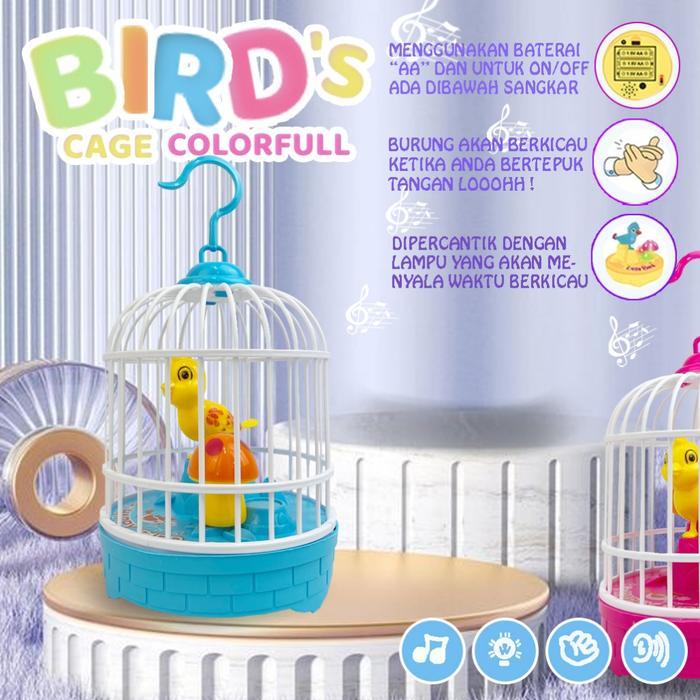 Mainan Sangkar Burung Bunyi / Mainan Burung Hewan Berkicau FU1138 / Mainan Anak Burung Dalam Sangkar