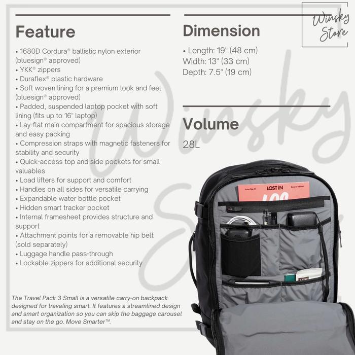 JTTOP" AER TRAVEL PACK 3 CORDURA 1680D SMALL - BACKPACK BAG/TAS EDC