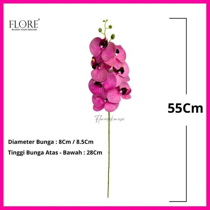 Anggrek Bulan Latex 7 Kuntum Bunga Anggrek Palsu Orchid Cymbidium Flower Import Hiasan Meja Rumah