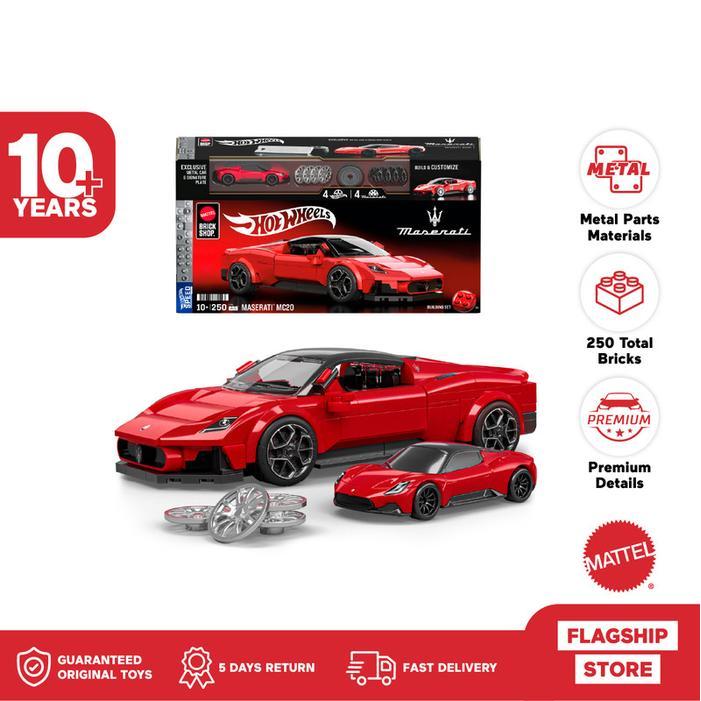 Mattel Brick Shop Hot Wheels Maserati MC20 Building Set - Mainan Balok Susun