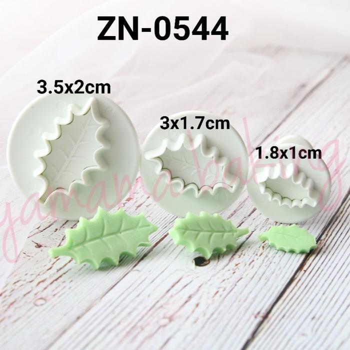 ZN-544 Plunger embosser cutter bento fondant daun holy leaf wreath