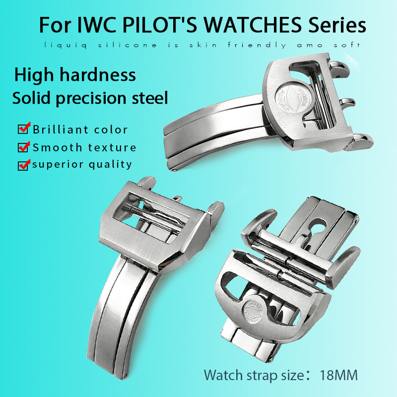 18mm 316L Stainless Steel Deployment Buckle for IWC Pilot Mark Portugieser Silver Rose Gold