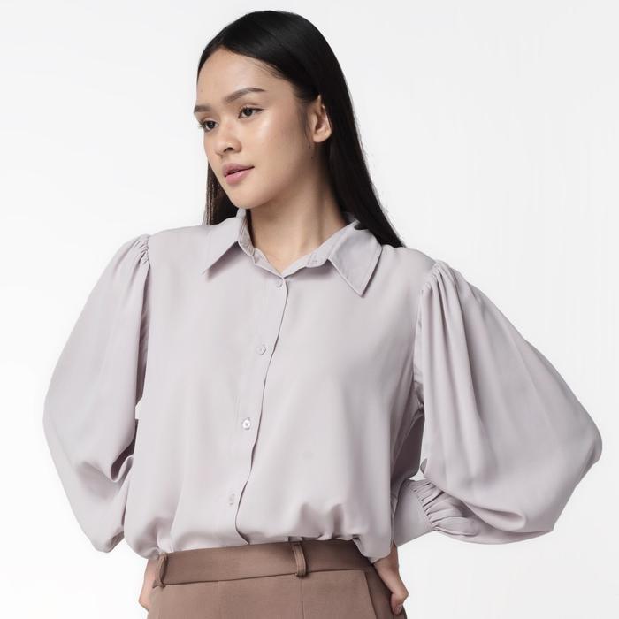 Benhill Kemeja Wanita " Seori" Tops Lengan Panjang Puff Grey 250-39879 Atasan Baju