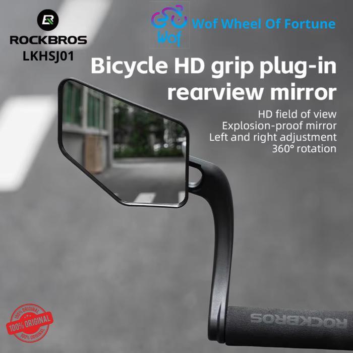 Rockbros Lkhsj01 Kaca Spion Ujung Stang End Bar Sepeda Anti Gores Tutup Stang Grip Kaca Spion 360