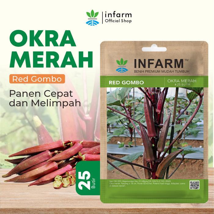 INFARM - Benih Okra Merah Redgombo, Benih Okra Merah Unggul Bibit Okra Merah Super Bibit Buah Okra