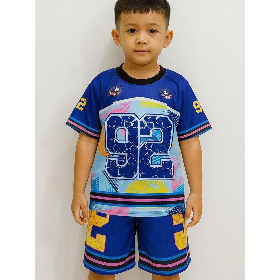 Premium Mk - Setelan Basket Anak Baju Jersey Anak Laki-Laki Perempuan 2-12 Tahun Nomor 92 / Baju