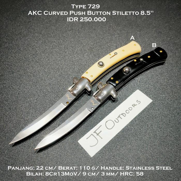 TERBARU Pisau EDC Penknife AKC Push Button 8.5 inch Stiletto