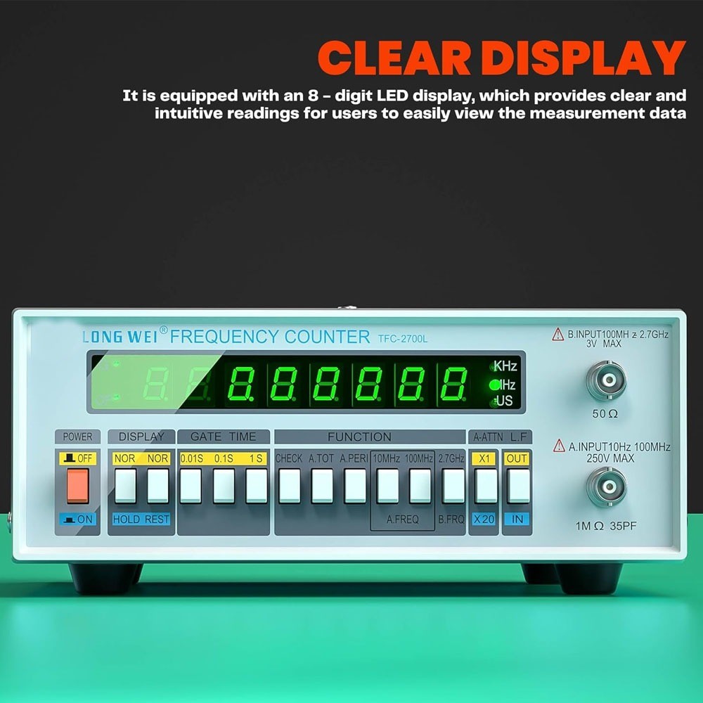 FLASH SALE    TFC2700L 10HZ-2.7GHZ High Resolution Frequency Counter, Multifunctional Digital Freque