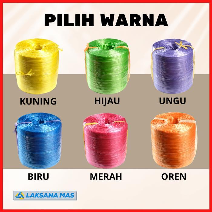 "New" Tali Rafia Plastik Laksanamas Super Warna Glossy Merah/Biru/Kuning/Hijau/Ungu/Oren
