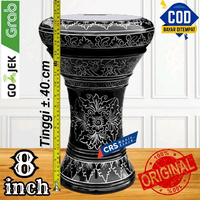 Darbuka Kayu 8 Inch Hitam Silver Mika Putih Terbaik